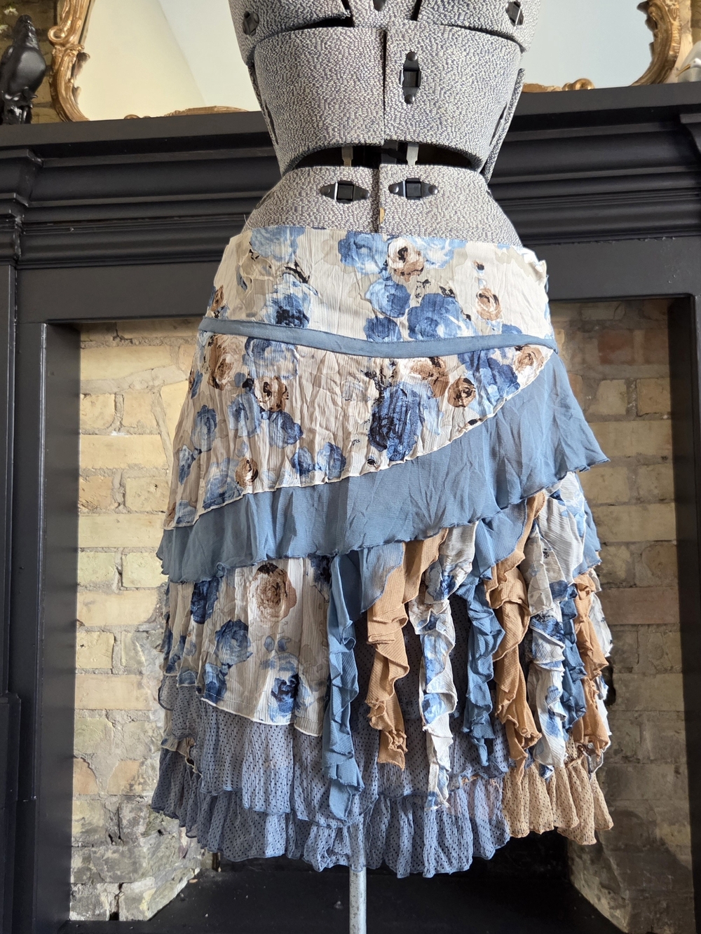 SaoPaolo Boho Tiered Romantic Floral Ruffle Skirt Ranchcore